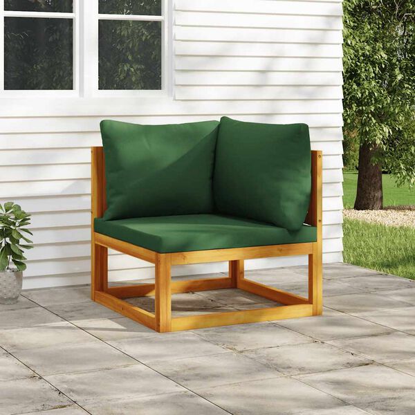 vidaXL Canap&eacute; d'angle sectionnel et coussins verts bois massif acacia
