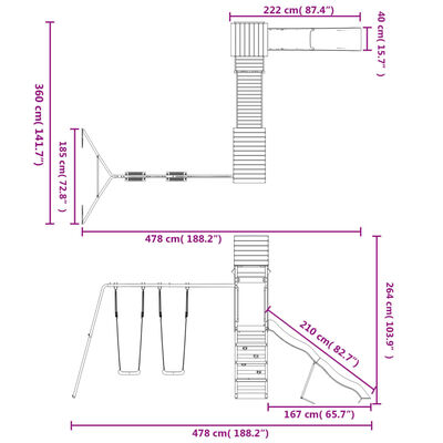 vidaXL Aire de jeux d'extérieur bois massif de douglas