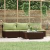vidaXL Salon de jardin 4 pcs avec coussins Marron R&eacute;sine tress&eacute;e