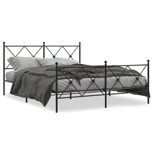 vidaXL Cadre de lit m&eacute;tal sans matelas avec pied de lit noir 150x200cm