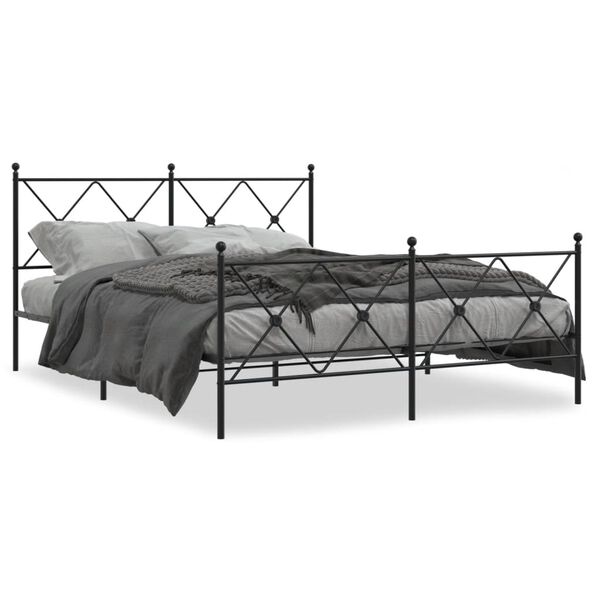 vidaXL Cadre de lit m&eacute;tal sans matelas avec pied de lit noir 150x200cm