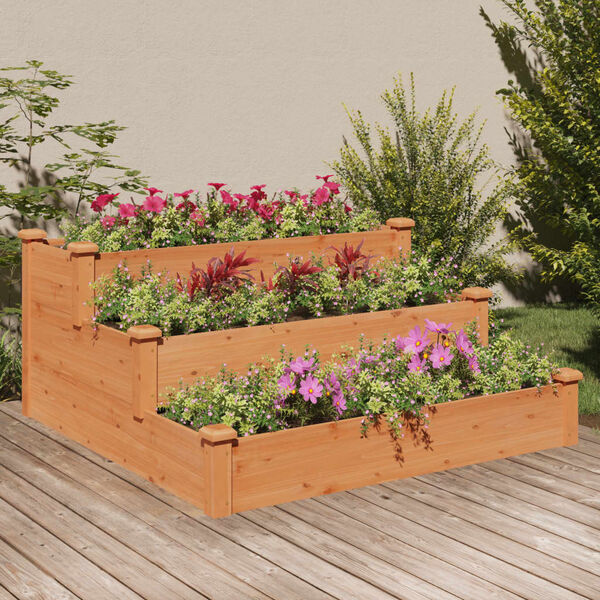 vidaXL Lit surélevé de jardin marron 120x120x56cm bois massif de sapin