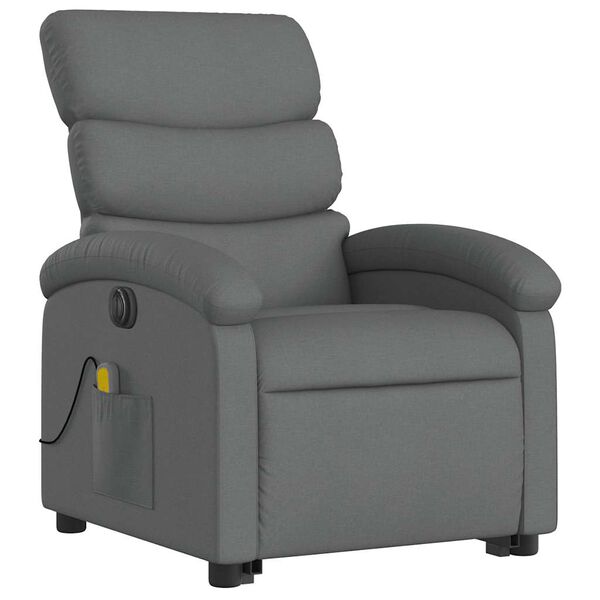 vidaXL Fauteuil inclinable de massage &eacute;lectrique gris fonc&eacute; tissu
