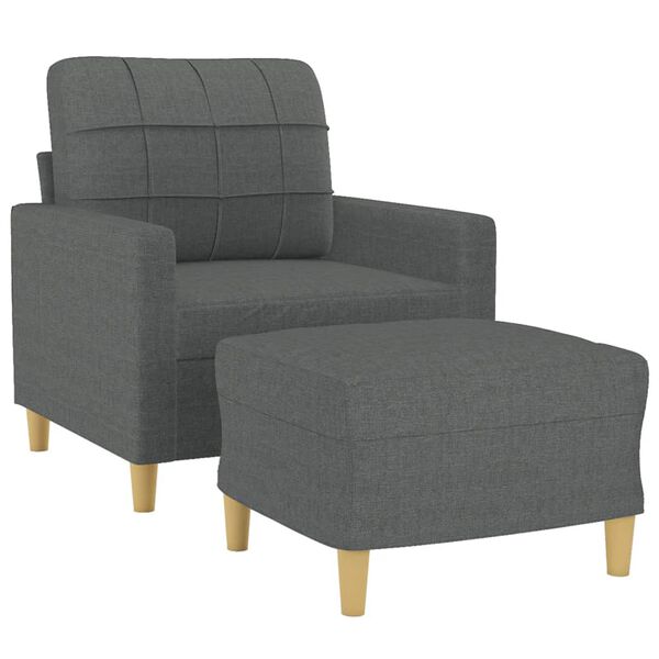 vidaXL Fauteuil avec repose-pied Gris fonc&eacute; 60 cm Tissu