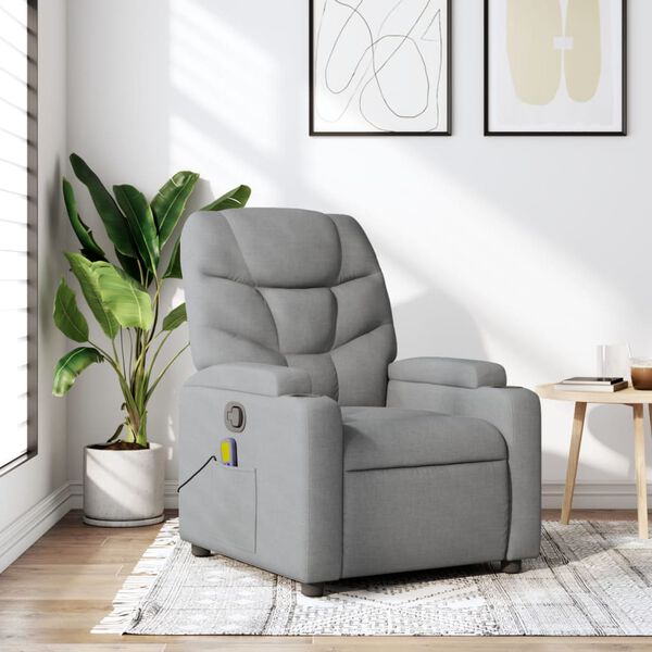 vidaXL Fauteuil de massage inclinable gris clair tissu