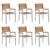 vidaXL Chaises de jardin empilables lot de 6 bois d'acacia et m&eacute;tal