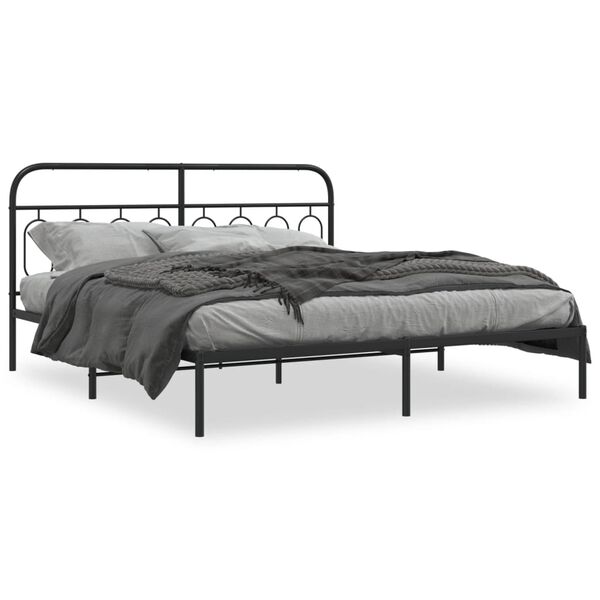 vidaXL Cadre de lit métal sans matelas avec tête de lit noir 193x203cm