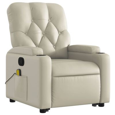 vidaXL Fauteuil inclinable de massage crème similicuir