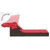 vidaXL Chaise longue double avec auvent et coussins marron poly rotin