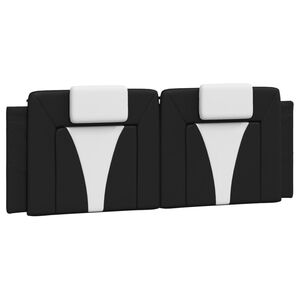 vidaXL Coussin de t&ecirc;te de lit Viana noir et blanc 137 cm similicuir