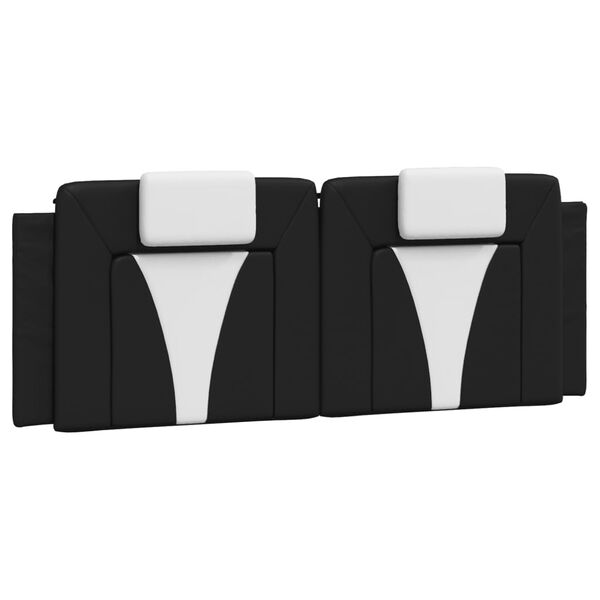 vidaXL Coussin de t&ecirc;te de lit Viana noir et blanc 137 cm similicuir
