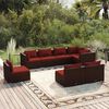 vidaXL Salon de jardin 8 pcs avec coussins r&eacute;sine tress&eacute;e marron