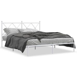 vidaXL Cadre de lit m&eacute;tal sans matelas et t&ecirc;te de lit blanc 150x200 cm