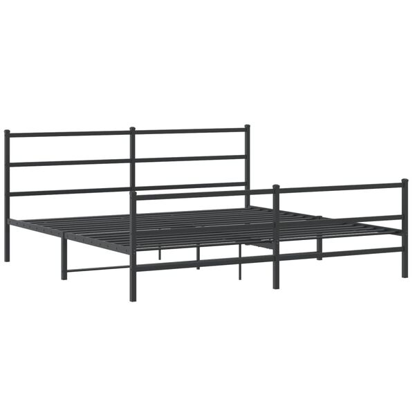 vidaXL Cadre de lit m&eacute;tal sans matelas avec pied de lit noir 193x203cm