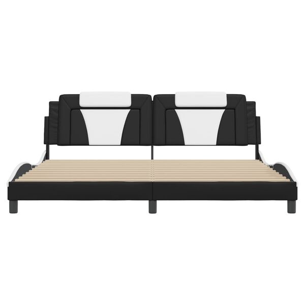vidaXL Cadre de lit Viana sans matelas noir et blanc 193x203 cm similicuir