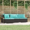 vidaXL Salon de jardin 4 pcs avec coussins Noir R&eacute;sine tress&eacute;e