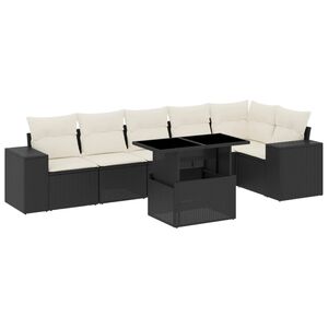 vidaXL Salon de jardin 7 pcs avec coussins noir r&eacute;sine tress&eacute;e