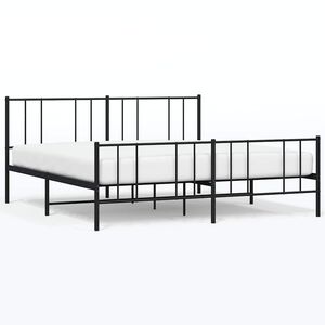 vidaXL Cadre de lit m&eacute;tal sans matelas avec pied de lit noir 183x213cm