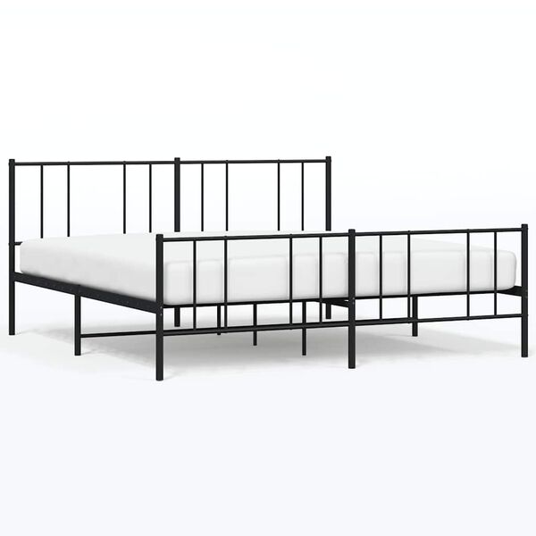 vidaXL Cadre de lit m&eacute;tal sans matelas avec pied de lit noir 183x213cm