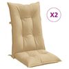 vidaXL Coussins de chaise &agrave; dossier haut lot de 2 beige m&eacute;lang&eacute; tissu