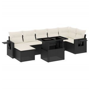 vidaXL Salon de jardin 8 pcs avec coussins noir r&eacute;sine tress&eacute;e