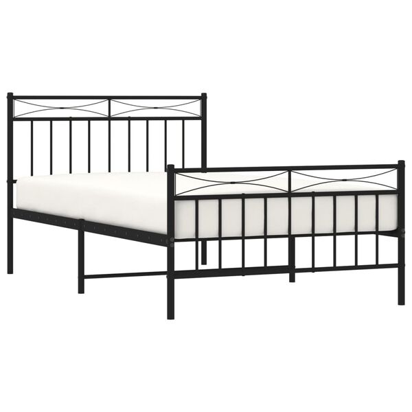 vidaXL Cadre de lit m&eacute;tal sans matelas et pied de lit noir 100x200 cm