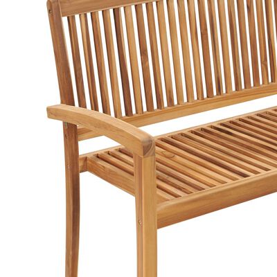 vidaXL Banc de jardin empilable et coussin 128,5cm Bois de teck massif