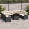 vidaXL Salon de jardin 10 pcs avec coussins noir r&eacute;sine tress&eacute;e acacia