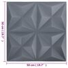 vidaXL Panneaux muraux 3D 12 pcs 50x50 cm gris origami 3 m²