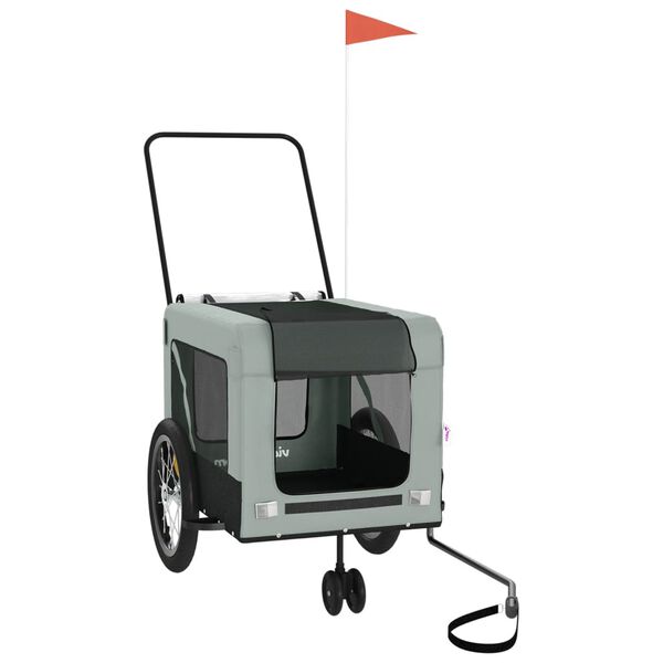vidaXL Remorque de v&eacute;lo pour animaux de compagnie gris et noir