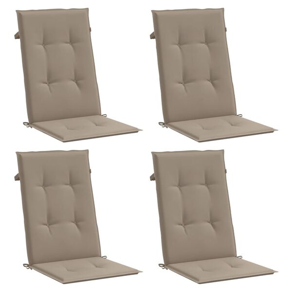 vidaXL Coussins de chaise de jardin dossier haut lot de 4 taupe tissu