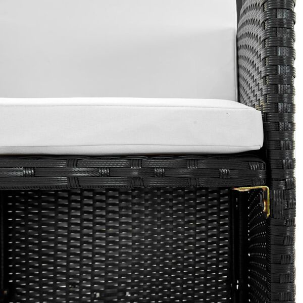 vidaXL Salon de jardin encastrable 5 pcs et coussins Rotin Noir