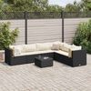 vidaXL Salon de jardin 7 pcs avec coussins Noir R&eacute;sine tress&eacute;e