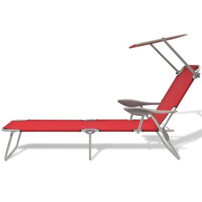 vidaXL Chaise longue avec auvent Acier Rouge