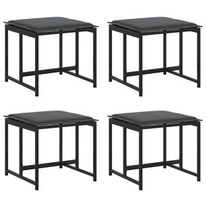 vidaXL Tabourets de jardin avec coussins lot de 4 noir acier/textil&egrave;ne