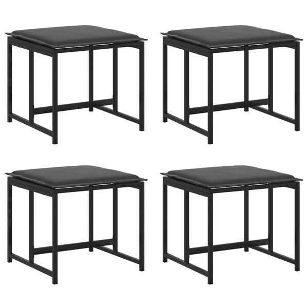 vidaXL Tabourets de jardin avec coussins lot de 4 noir acier/textil&egrave;ne