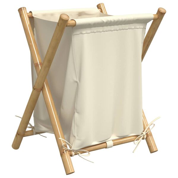 vidaXL Panier &agrave; linge blanc cr&egrave;me 45x55x63,5 cm bambou