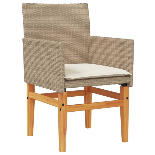 vidaXL Chaises de jardin coussins lot de 2 beige r&eacute;sine tress&eacute;e bois