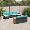 vidaXL Salon de jardin 10 pcs avec coussins noir r&eacute;sine tress&eacute;e