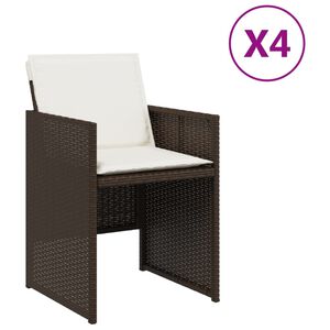 vidaXL Chaises de jardin avec coussins lot de 4 marron r&eacute;sine tress&eacute;e