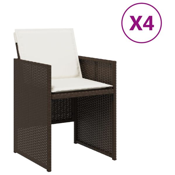 vidaXL Chaises de jardin avec coussins lot de 4 marron r&eacute;sine tress&eacute;e