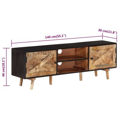 vidaXL Meuble TV 140x30x46 cm Bois de manguier brut et d'acacia massif