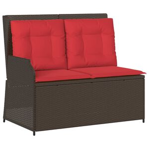 vidaXL Banc inclinable de jardin avec coussins marron résine tressée