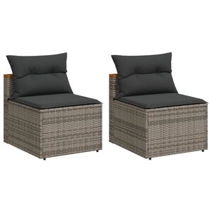 vidaXL Canap&eacute;s de jardin sans accoudoirs avec coussins 2 pcs gris