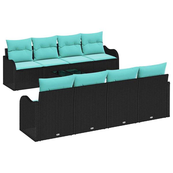 vidaXL Ensemble de Canap&eacute;s avec coussin 9 pcs Noir polyrotin