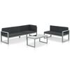 vidaXL Salon de jardin 3 pcs et coussins Aluminium Noir