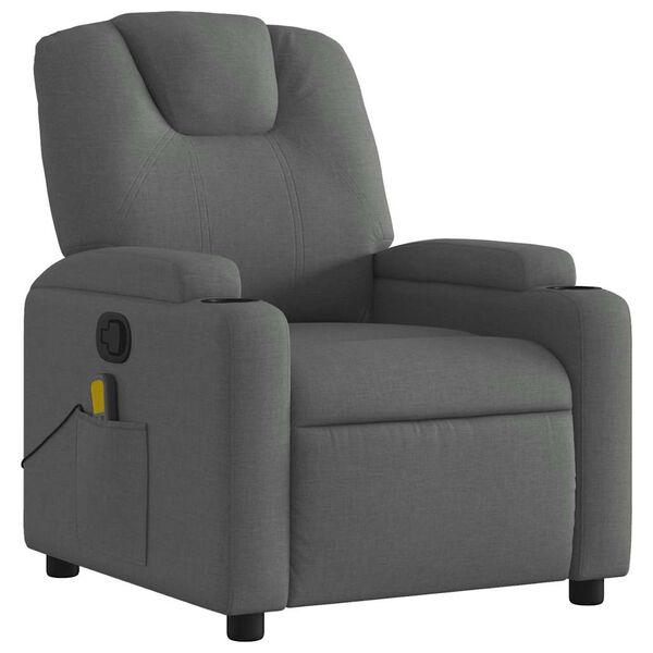 vidaXL Fauteuil inclinable de massage gris fonc&eacute; tissu