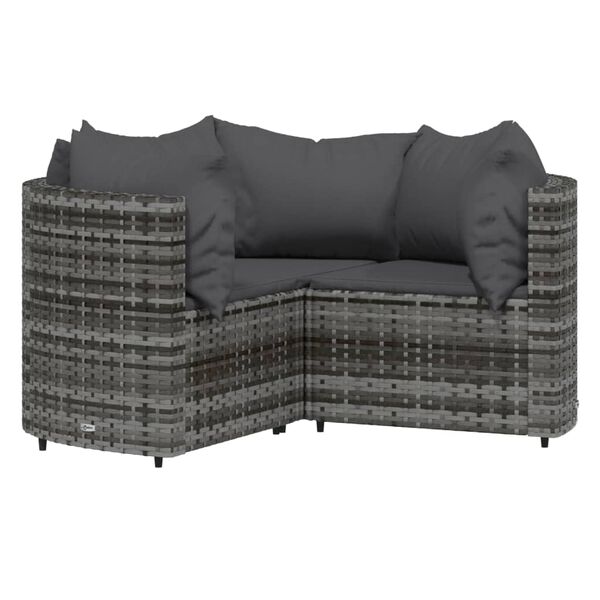 vidaXL Salon de jardin 4 pcs avec coussins Gris R&eacute;sine tress&eacute;e