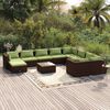 vidaXL Salon de jardin 11 pcs avec coussins R&eacute;sine tress&eacute;e Marron