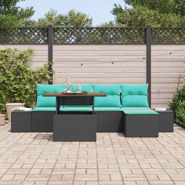 vidaXL Ensemble de salle &agrave; manger pour jardin 6 pcs Noir et Sarcelle